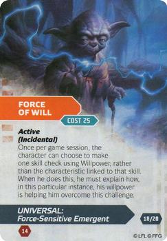 2014 Fantasy Flight Games Star Wars Age of Rebellion Specialization Deck Universal Force-Sensitive Emergent #18 Force of Will Front