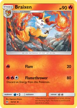 2018 Pokemon Sun & Moon Forbidden Light #16/131 Braixen Front