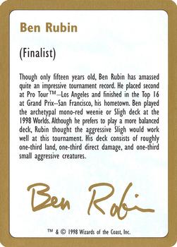 1998 Magic the Gathering World Championship Decks 1998 #NNO Ben Rubin Bio Front