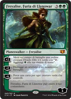 2014 Magic the Gathering Commander 2014 Italian #43 Freyalise, Furia di Llanowar Front