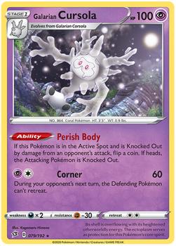 2020 Pokemon Sword & Shield Rebel Clash #079/192 Galarian Cursola Front