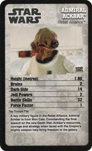 2016 Top Trumps Specials Star Wars Episodes 4-6 #NNO Admiral Ackbar Front