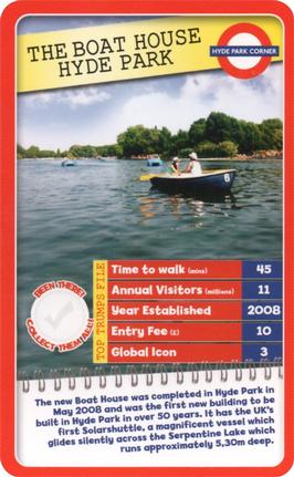 2015 Top Trumps London 30 Things to See #NNO The Boat House Hyde Park Front