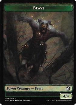 2021 Magic The Gathering Innistrad: Midnight Hunt - Double Sided Tokens #001 / 008 Human / Beast Back