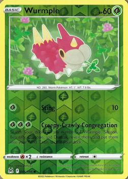 2022 Pokemon Sword & Shield Lost Origin - Reverse Holo #006/196 Wurmple Front