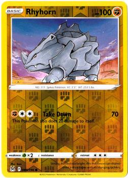 2022 Pokemon Sword & Shield Lost Origin - Reverse Holo #089/196 Rhyhorn Front