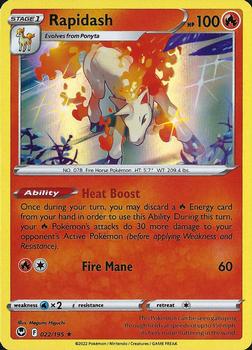 2022 Pokemon Sword & Shield Silver Tempest #022/195 Rapidash Front