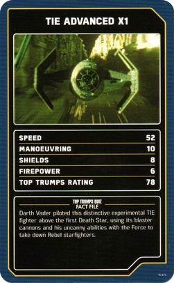 2022 Top Trumps Specials Star Wars Starships #NNO TIE Advanced X1 Front