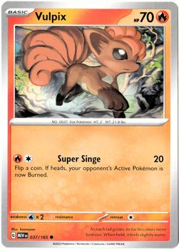 2023 Pokémon Scarlet & Violet 151 #037/165 Vulpix Front