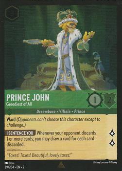 2023 Disney Lorcana TCG: Rise of the Floodborn - Foil #89/204 Prince John - Greediest of All Front