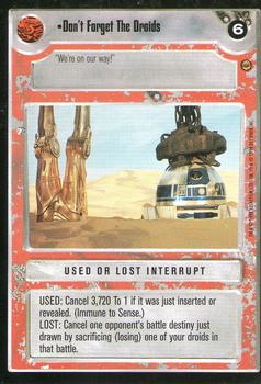 1998 Decipher Star Wars CCG Jabba's Palace Limited #NNO Don't Forget The Droids Front