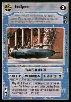 2001 Decipher Star Wars CCG Theed Palace #NNO Gian Speeder Front