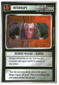 1994 Decipher Star Trek Premiere Edition White Border #NNO Incoming Message - Klingon Front