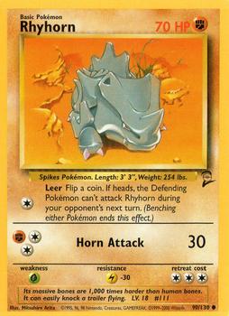 2000 Pokemon Base Set 2 #90/130 Rhyhorn Front