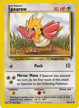 2002 Pokemon Legendary Collection #94/110 Spearow Front