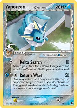 2005 Pokemon EX Delta Species #18/113 Vaporeon Front