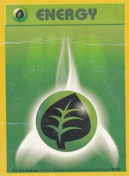 1999 Pokemon Shadowless #99/102 Grass Energy Front