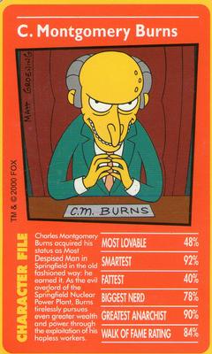 2000 Top Trumps The Simpsons #NNO C. Montgomery Burns Front