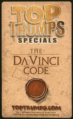 2006 Top Trumps Specials The Da Vinci Code #NNO Sophie Neveu Back