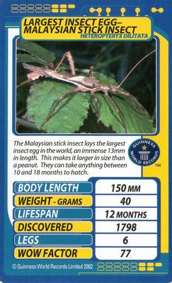 2002 Top Trumps Creepy Crawlies #NNO Largest Insect Egg - Malaysisn Stick Insect Front