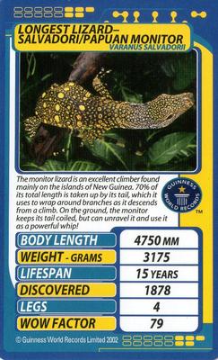 2002 Top Trumps Creepy Crawlies #NNO Longest Lizard - Salvadori/Papuan Monitor Front