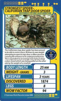 2002 Top Trumps Creepy Crawlies #NNO Strongest Spider - Californian Trap Door Spider Front