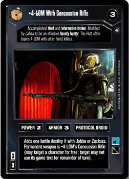 2001 Decipher Star Wars CCG Reflections II #NNO 4-LOM With Concussion Rifle Front
