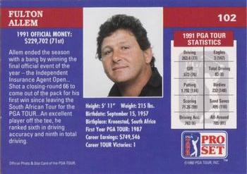 1992 Pro Set PGA Tour - 1991 Champions #102 Fulton Allem Back