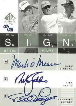 2002 SP Authentic - Sign of the Times Triple #OFL Mark O'Meara / Nick Faldo / Bernhard Langer Front