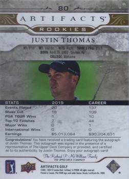 2021 Upper Deck Artifacts - Gold Spectrum Autographs #80 Justin Thomas Back