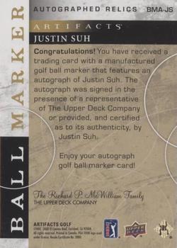 2021 Upper Deck Artifacts - Ball Marker Signatures #BMA-JS Justin Suh Back
