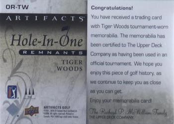 2021 Upper Deck Artifacts - Hole-in-One Remnants Premium #OR-TW Tiger Woods Back