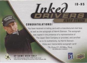 2021 SP Game Used - Inked Drivers Black #ID-HS Henrik Stenson Back