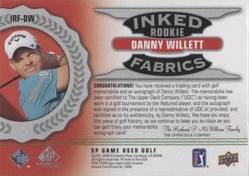 2021 SP Game Used - Inked Rookie Fabrics #IRF-DW Danny Willett Back