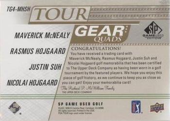 2021 SP Game Used - Tour Gear Quads Gold #TG4-MHSH Maverick McNealy / Rasmus Hojgaard / Justin Suh / Nicolai Hojgaard Back