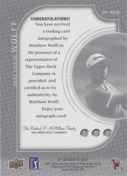 2021 SP Authentic - 2001 Retro Tribute Autographs #01-MW Matthew Wolff Back