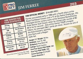 1991 Pro Set PGA Tour #203 Jim Ferree Back