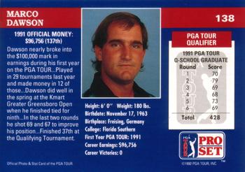 1992 Pro Set PGA Tour #138 Marco Dawson Back