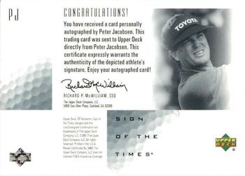 2001 SP Authentic - Sign of the Times #PJ Peter Jacobsen Back