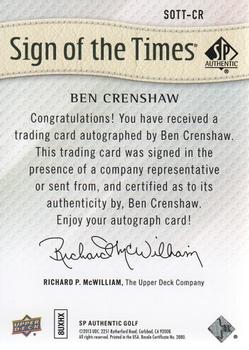 2014 SP Authentic - Sign of the Times #SOTT-CR Ben Crenshaw Back