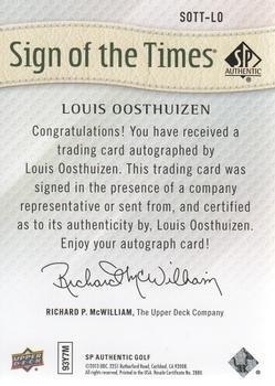 2014 SP Authentic - Sign of the Times #SOTT-LO Louis Oosthuizen Back