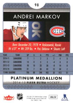 2014-15 Ultra - Platinum Medallion #98 Andrei Markov Back