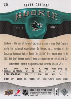 2009-10 Upper Deck Be A Player #237 Logan Couture Back