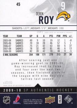 2009-10 SP Authentic #45 Derek Roy Back