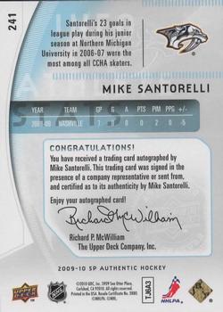 2009-10 SP Authentic #241 Mike Santorelli Back