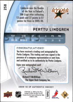 2009-10 SP Authentic #258 Perttu Lindgren Back