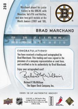 2009-10 SP Authentic #260 Brad Marchand Back