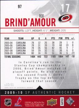 2009-10 SP Authentic #97 Rod Brind'Amour Back