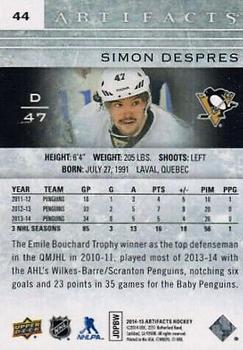 2014-15 Upper Deck Artifacts - Gold Spectrum #44 Simon Despres Back