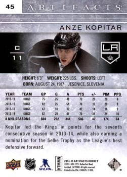 2014-15 Upper Deck Artifacts - Ruby #45 Anze Kopitar Back